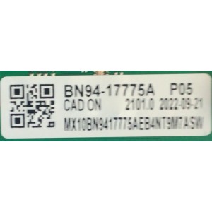 MAIN PARA SMART TV SAMSUNG 4K RESOLUCION (3840 X 2160) / NUMERO DE PARTE BN94-17775A / BN41-02852C / BN9417775A / 17775A / BN97-20117S / DISPLAY PT650GT01-2 VER.1.0 / MODELO UN65TU7000BXZA XC29